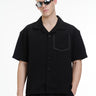 Solid Black Textured Shirt - BonkersCorner