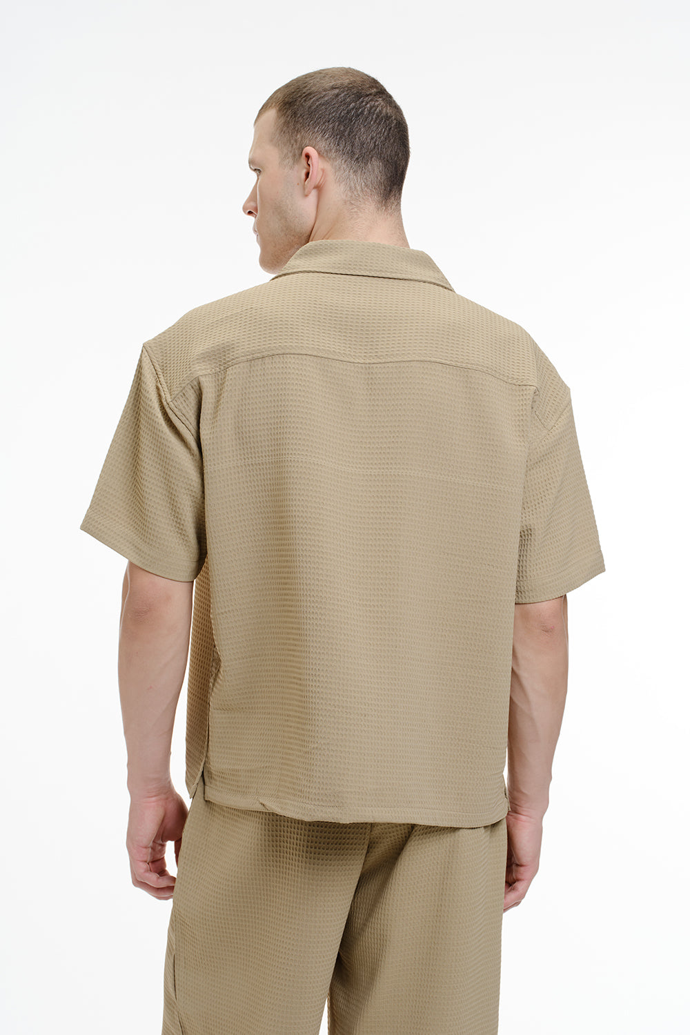 Solid Khaki Textured Shirt - BonkersCorner