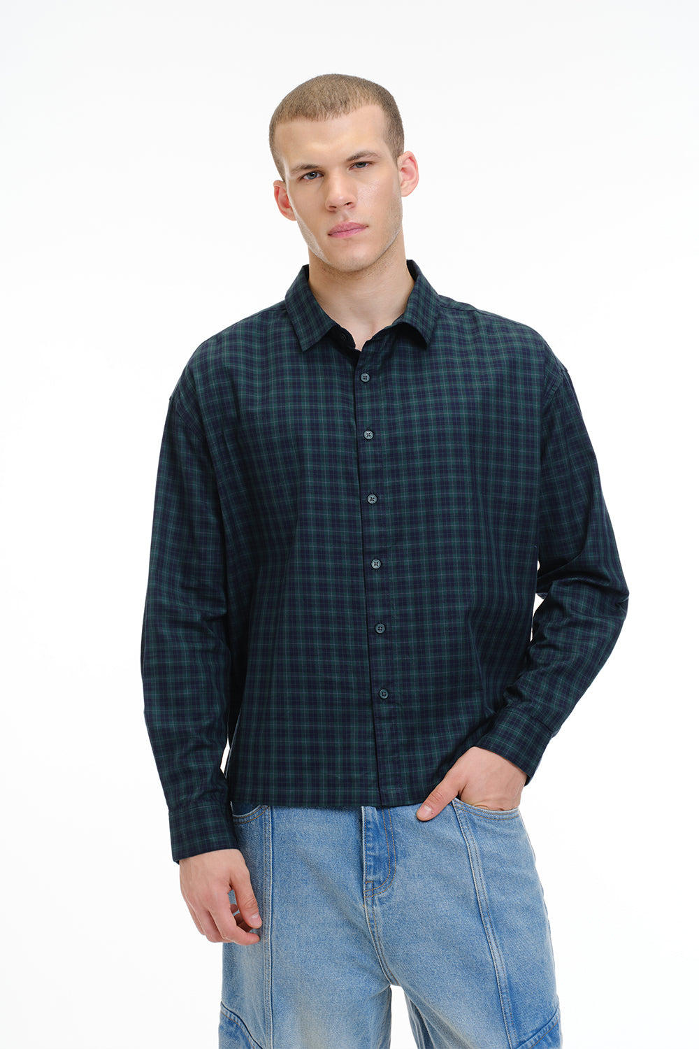 Green Plaid Full Sleeve Shirt