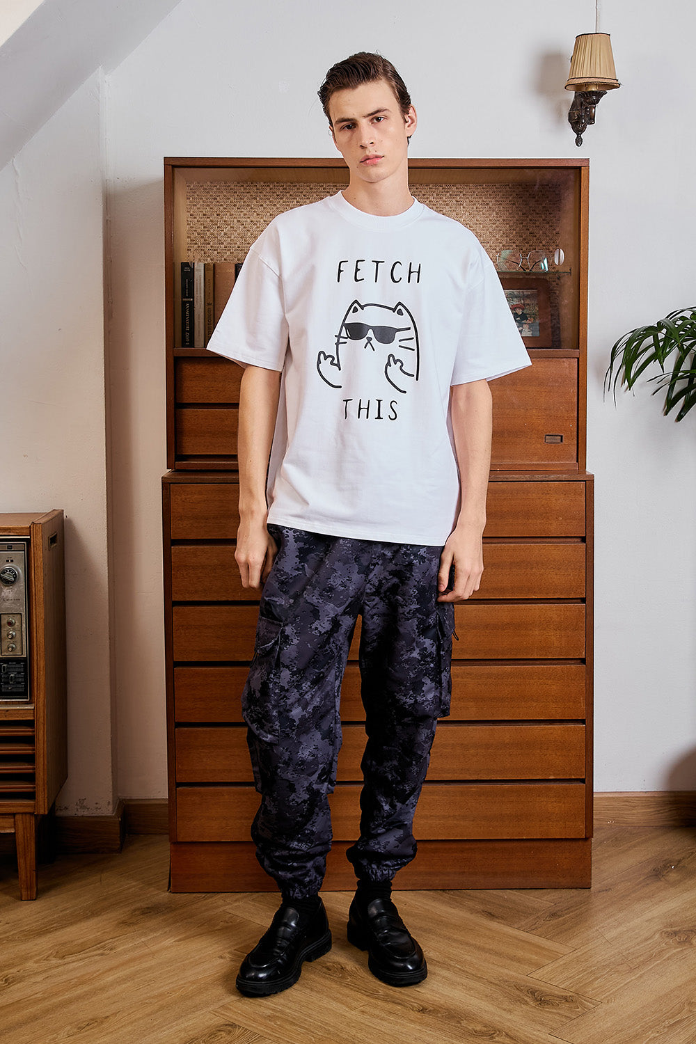 Sassy Cat White Oversized T-shirt