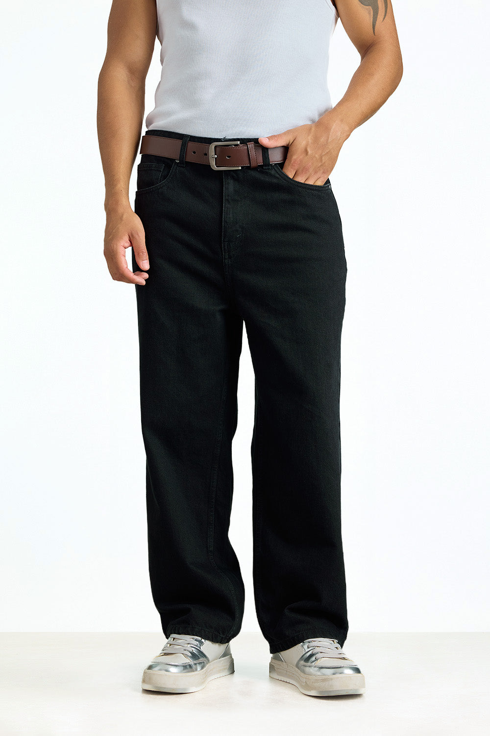 Shadow Black Relaxed Fit Jeans - BonkersCorner