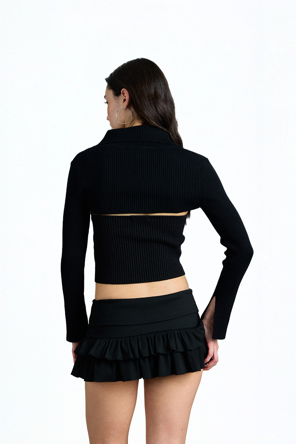 Shadow Black Tie Front Shrug - BonkersCorner