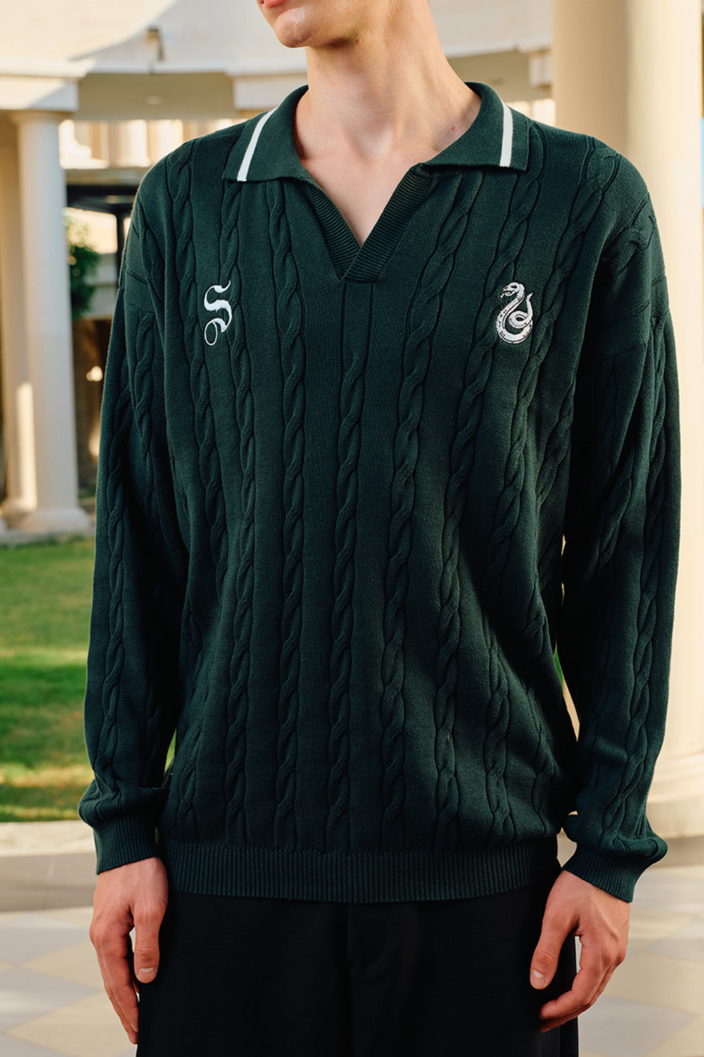Slytherin Cable Knit Polo