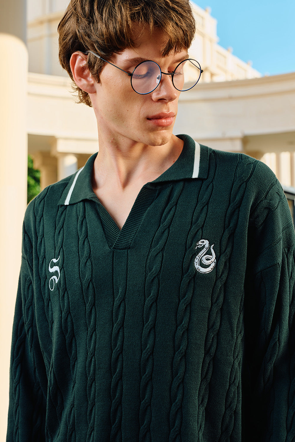Slytherin Cable Knit Polo