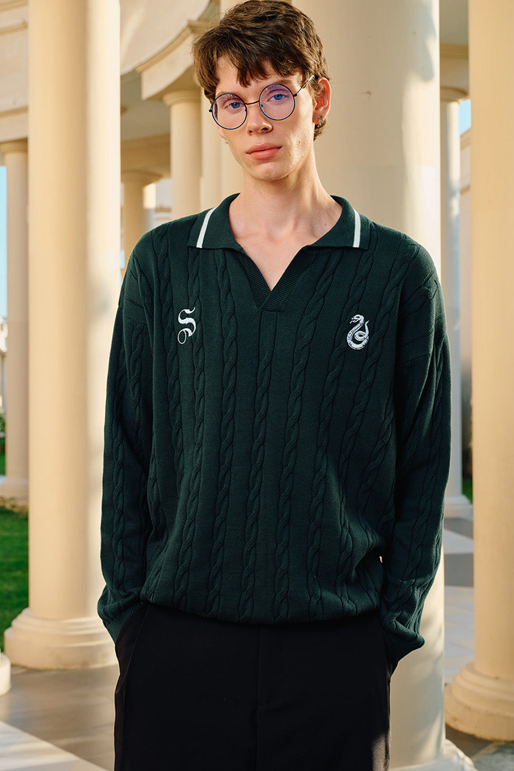 Slytherin Cable Knit Polo