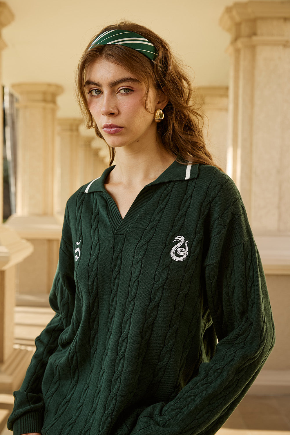 Slytherin Cable Knit Polo