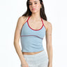 Soft Blue Contrast Halter Top - BonkersCorner