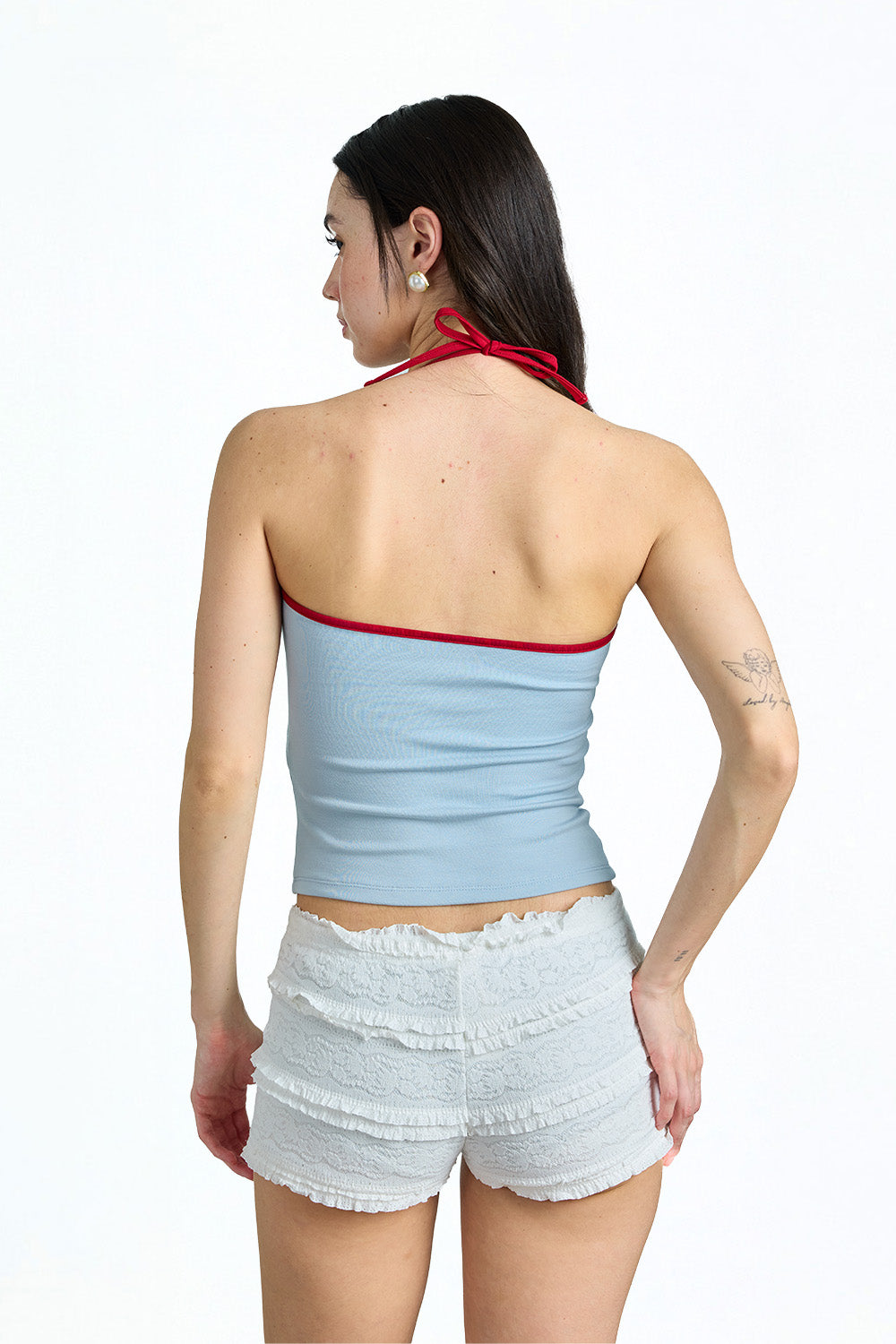 Soft Blue Contrast Halter Top - BonkersCorner