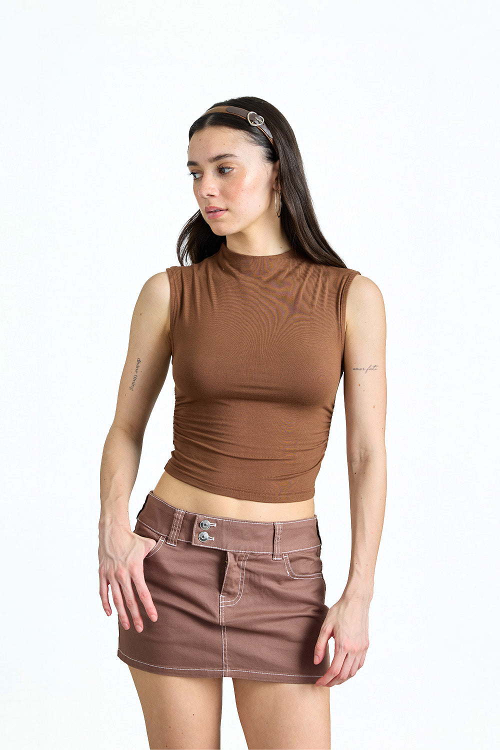 Soil Brown High Neck Top - BonkersCorner