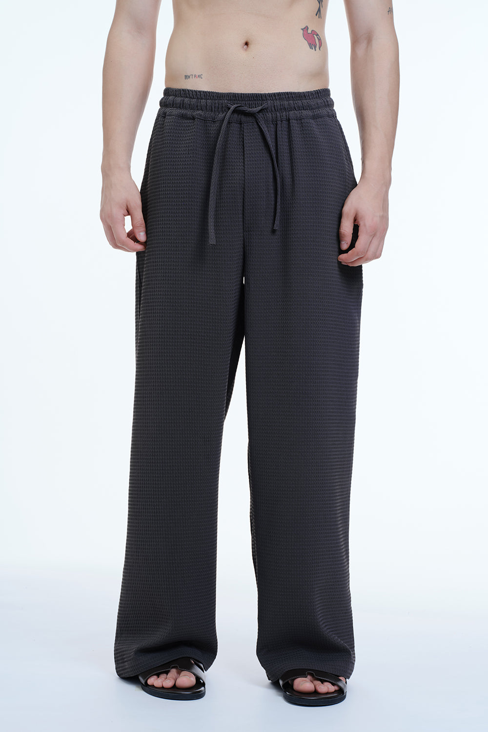 Solid Charcoal Textured Pant - BonkersCorner