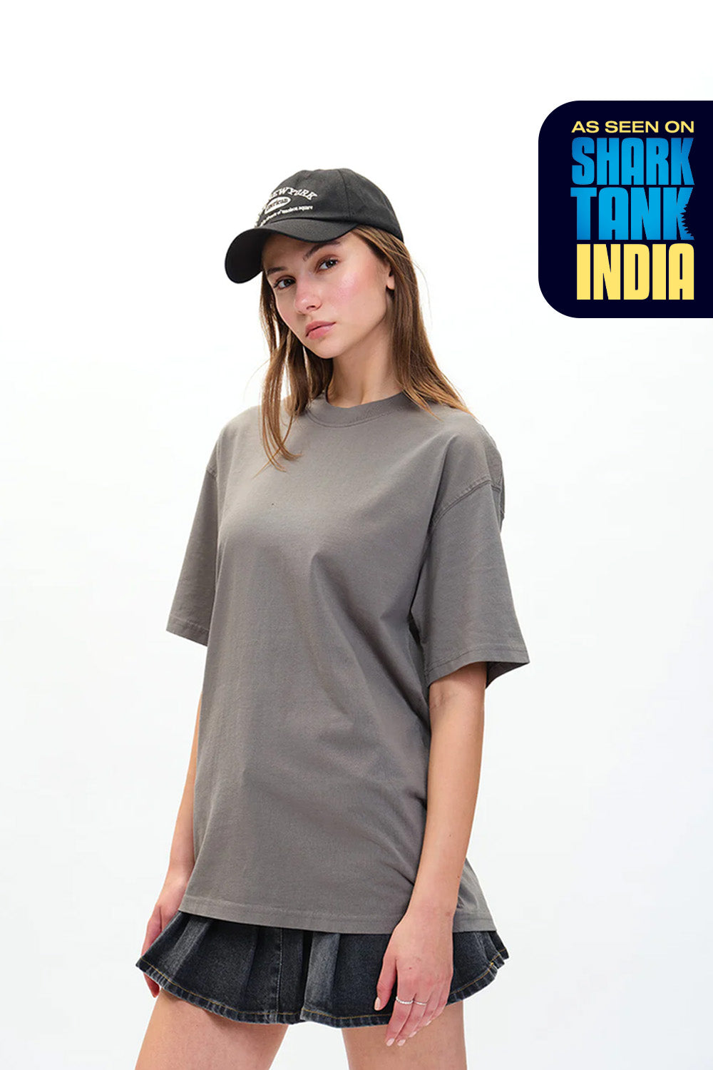 Solid Grey Soft Jersey Oversized T-shirt - BonkersCorner