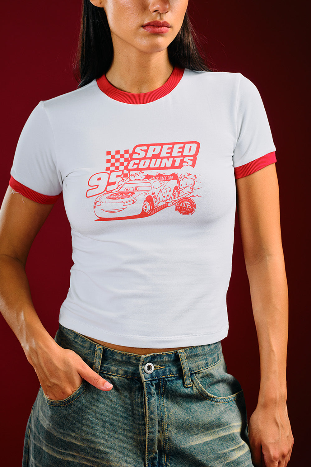 Speed Count Red Baby Tee - BonkersCorner