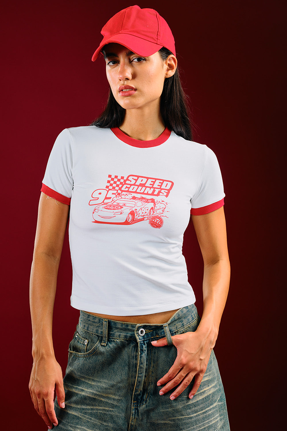 Speed Count Red Baby Tee - BonkersCorner
