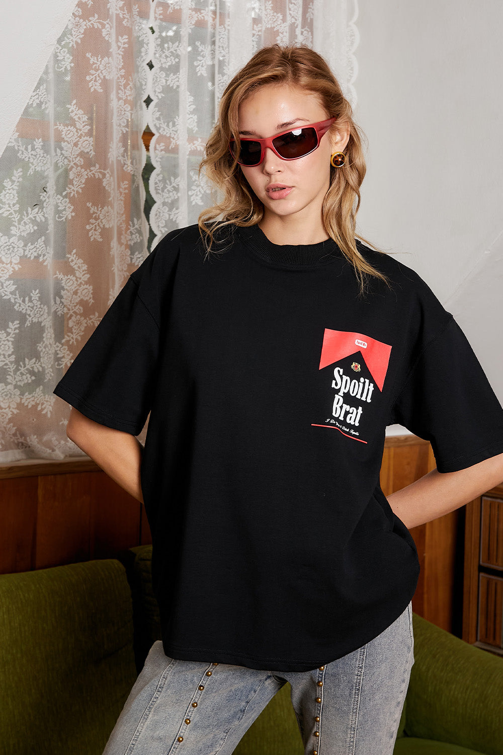 Spoilt Brat Black Oversized T-shirt