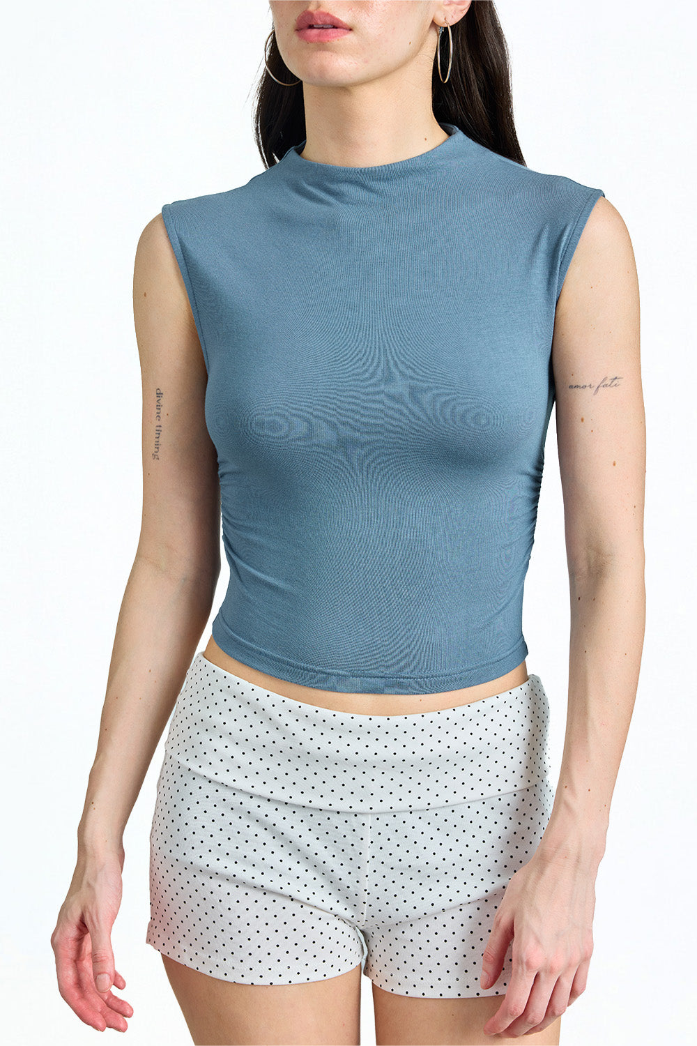 Steel Blue High Neck Top - BonkersCorner