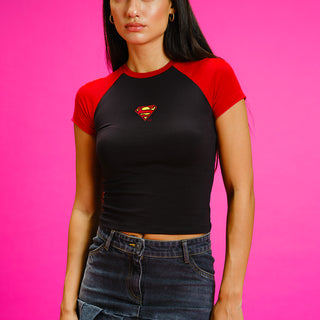 Superman Raglan Sleeves Baby Tee - BonkersCorner