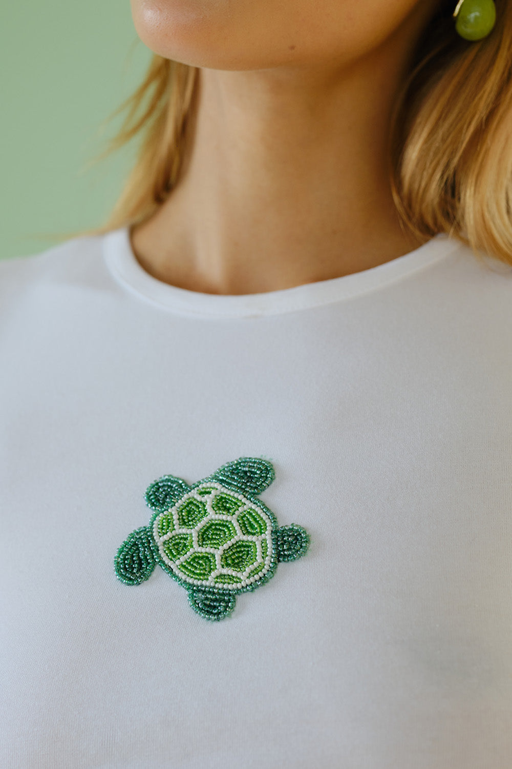 Turtley Beaded Embroidery Baby Tee - BonkersCorner