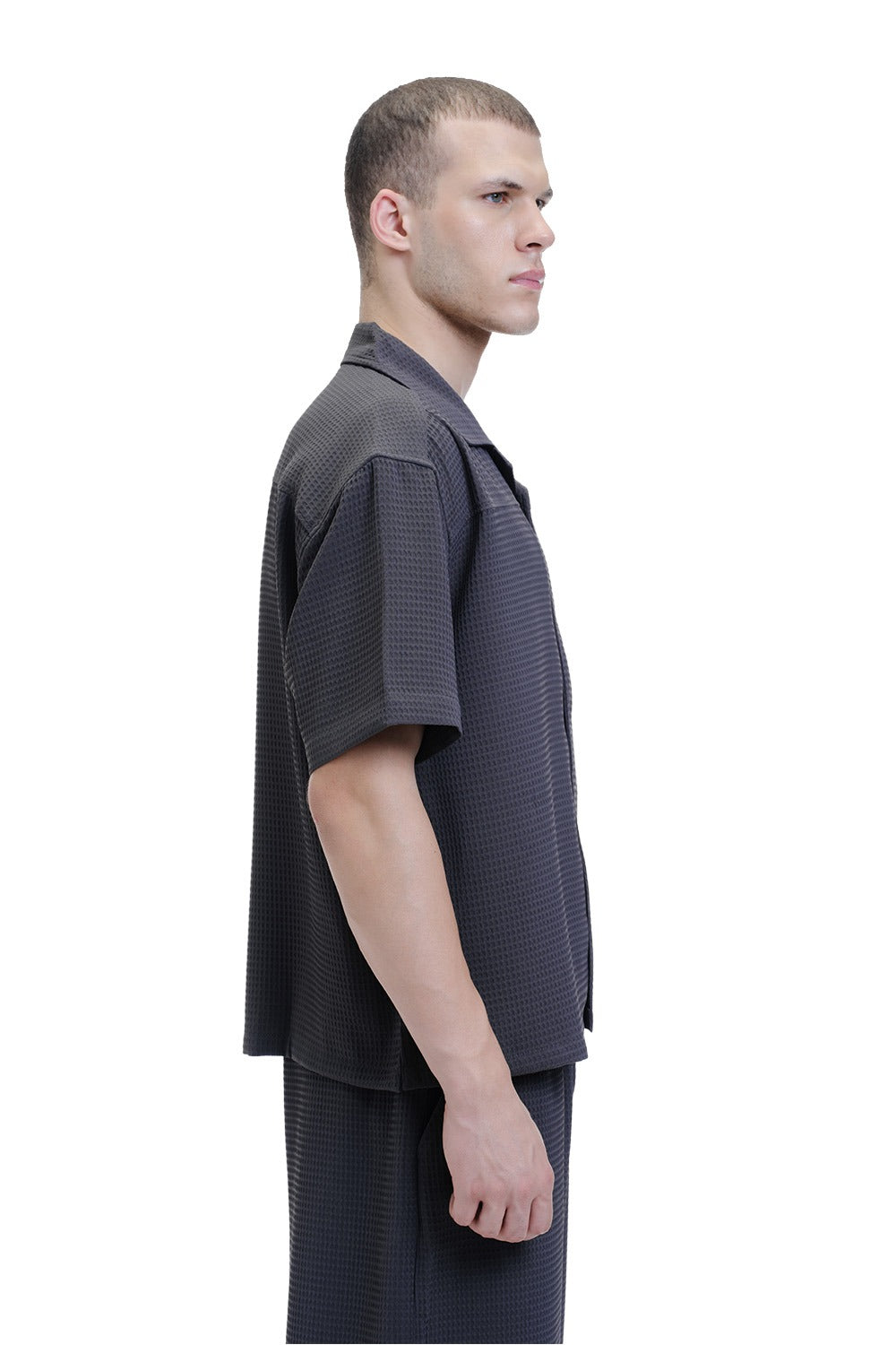 Solid Charcoal Textured Shirt
