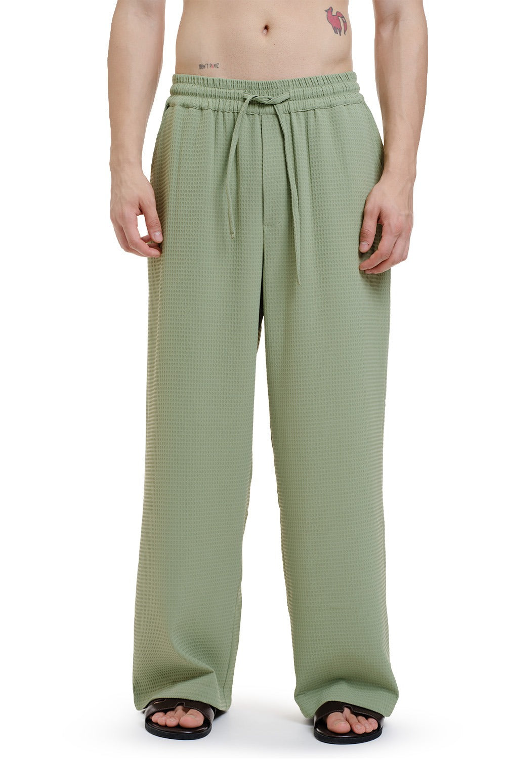 Solid Olive Textured Pant