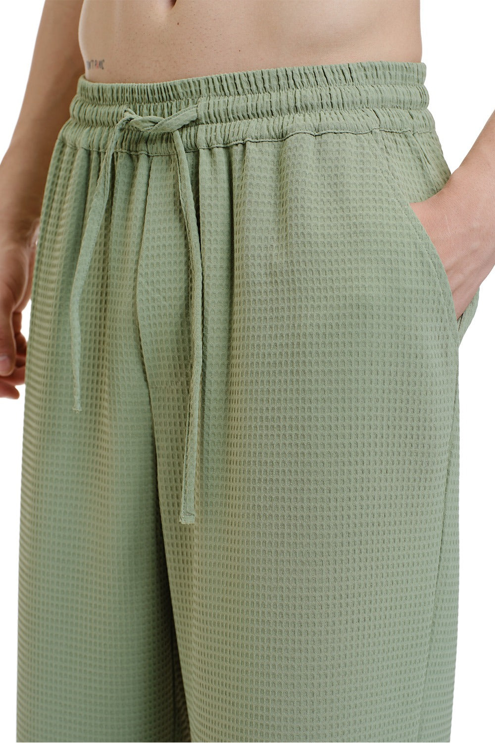 Solid Olive Textured Pant