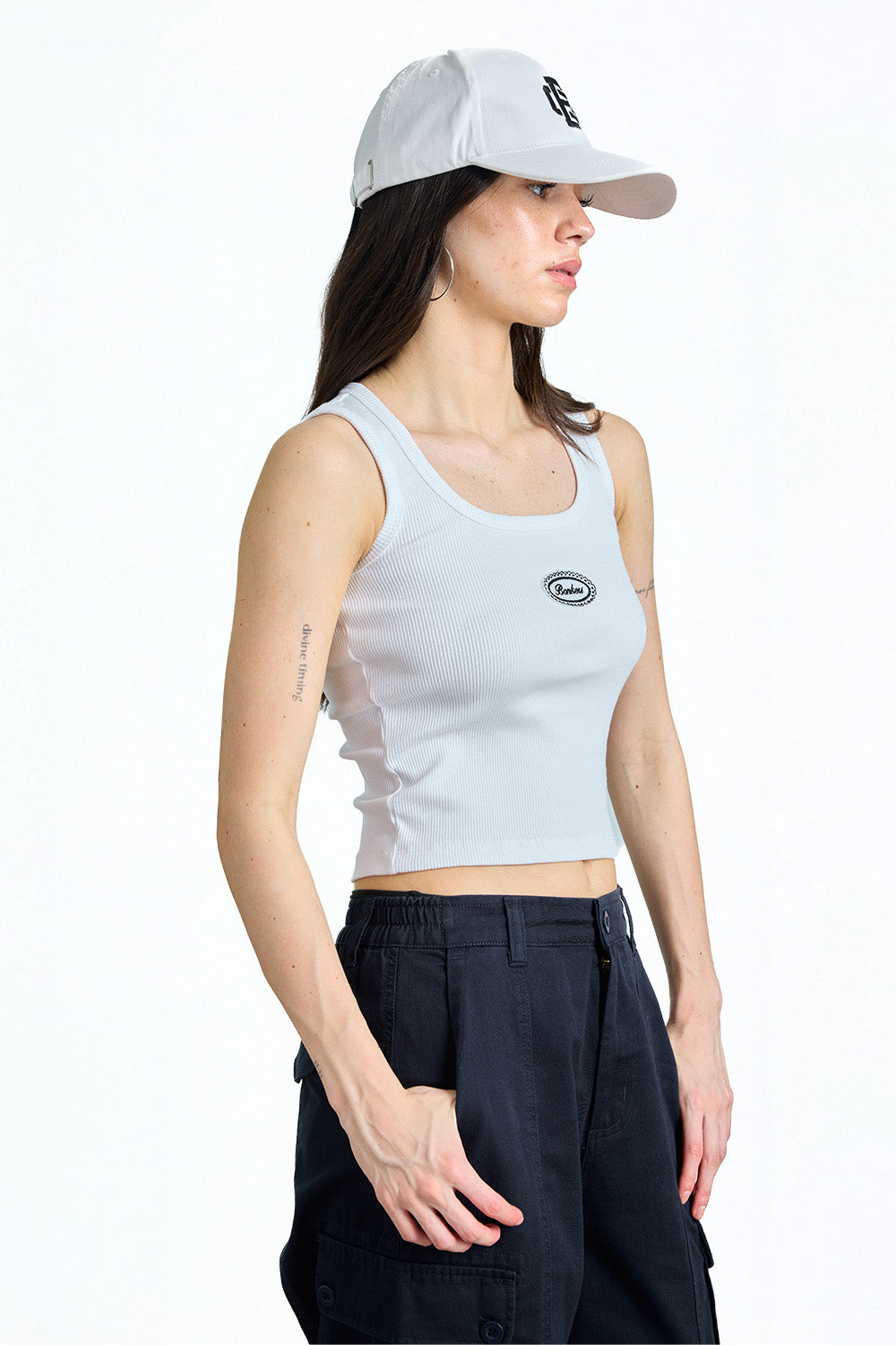 White Solid Ribbed Tank - BonkersCorner