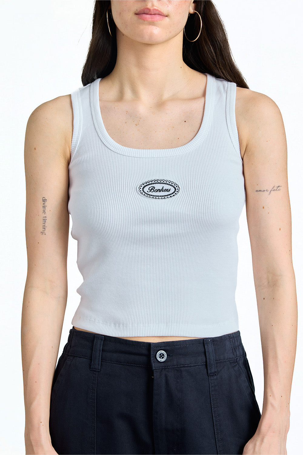 White Solid Ribbed Tank - BonkersCorner