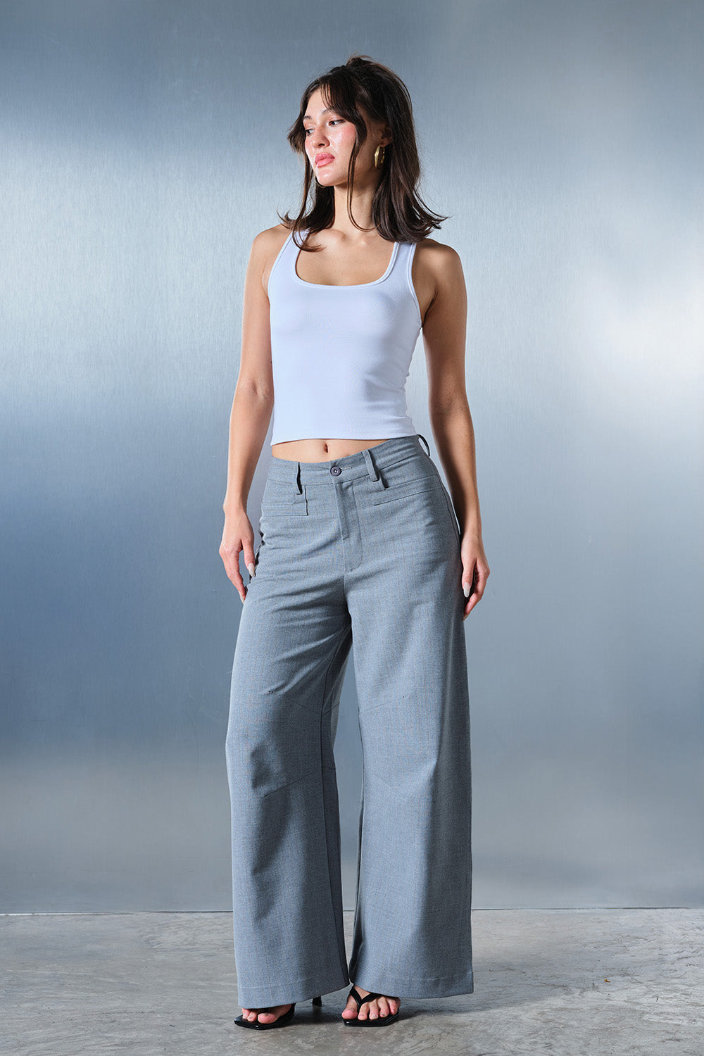 White Square Neck Tank