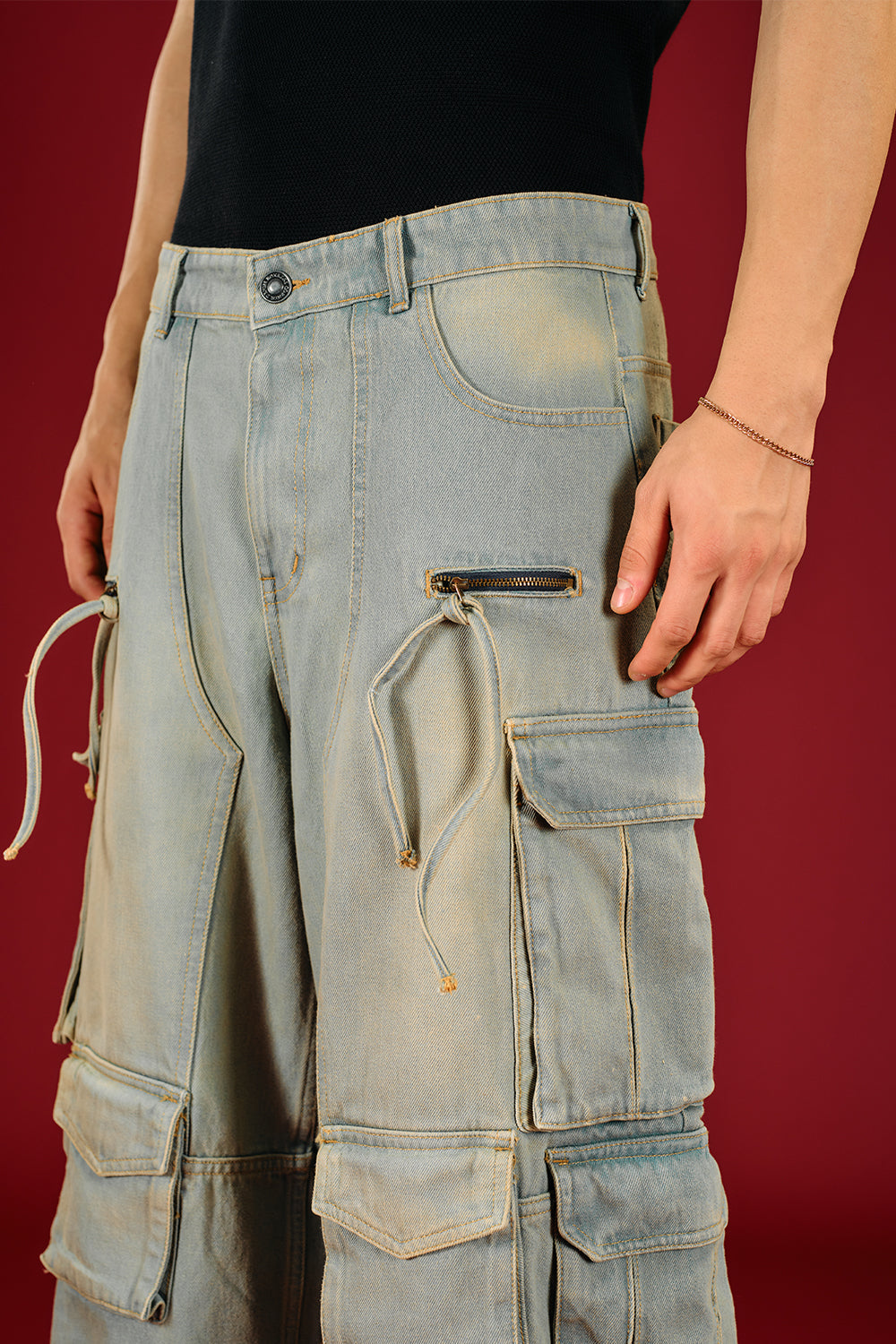 Yellowish Blue Denim Cargo - BonkersCorner