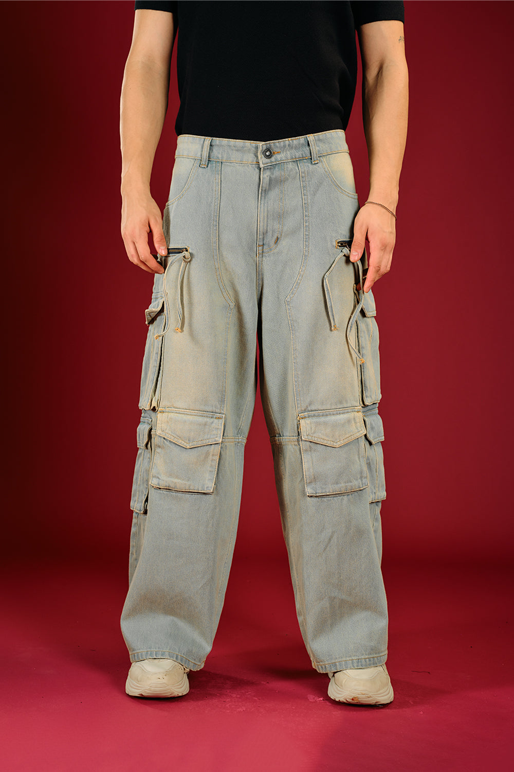 Yellowish Blue Denim Cargo - BonkersCorner