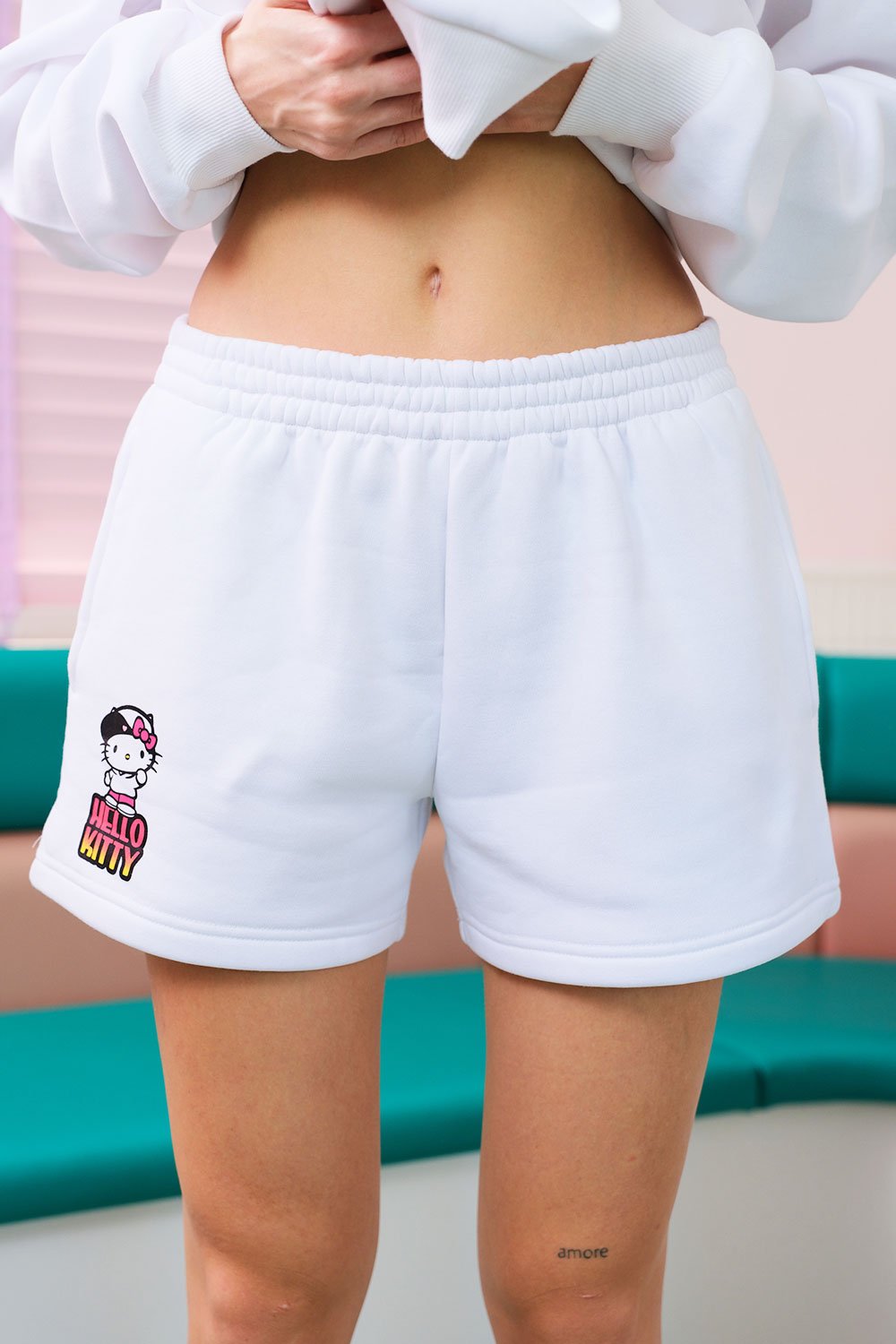 All White Hello Kitty Shorts - BonkersCorner