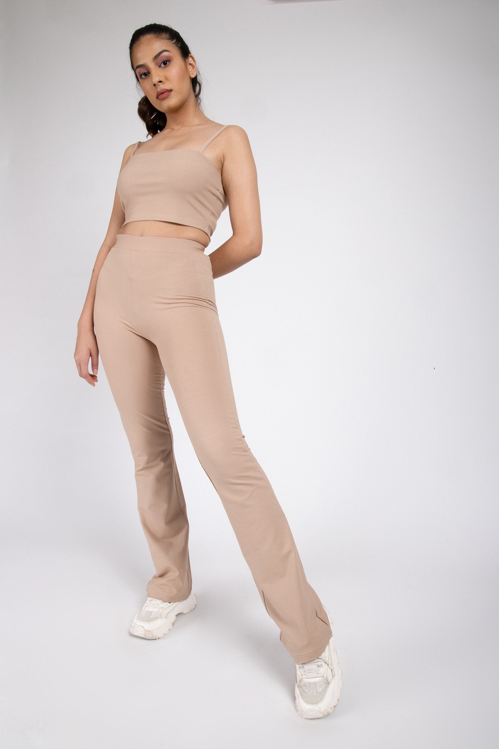 Beige Flared Up Pants - BonkersCorner