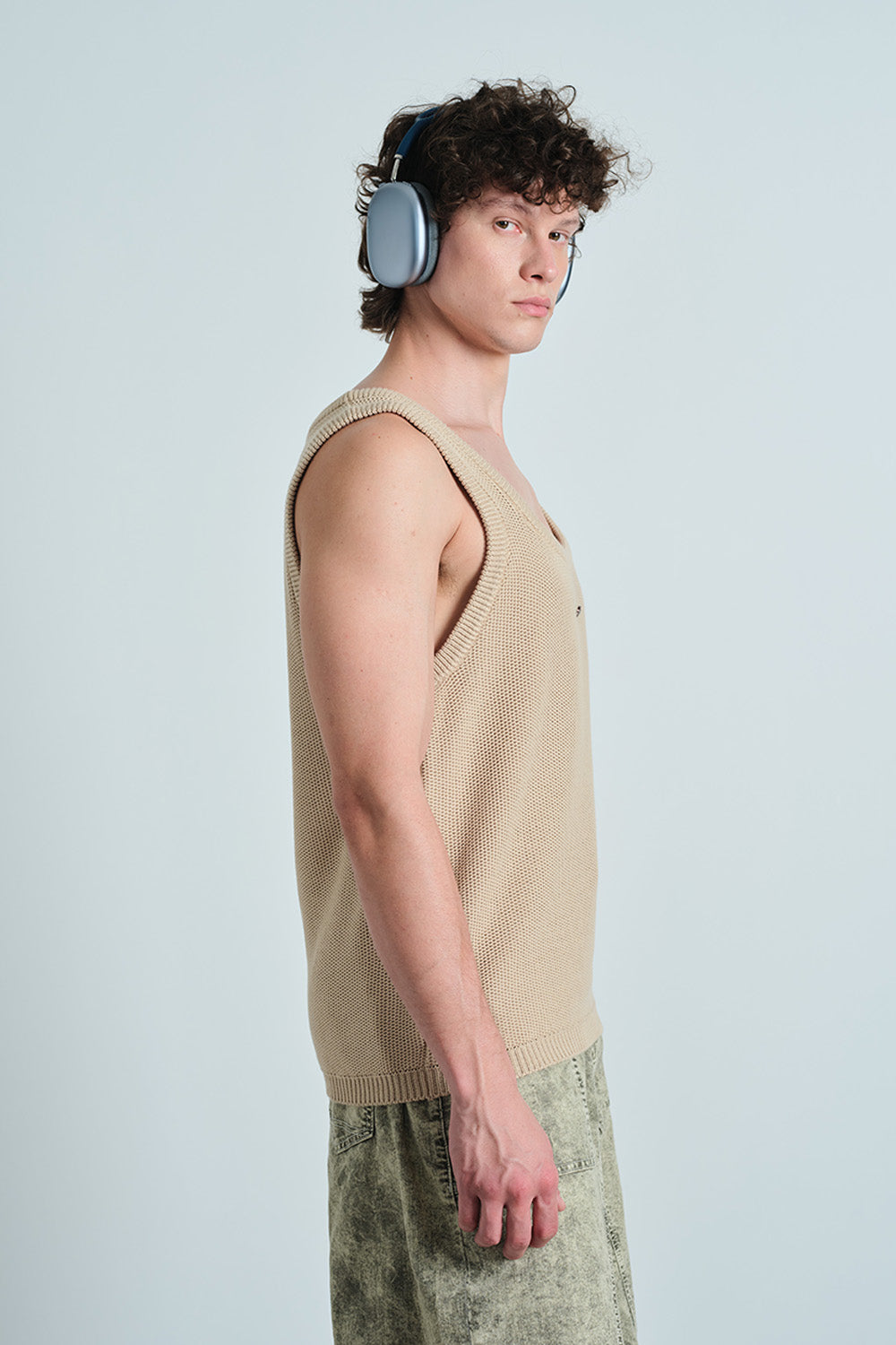 Beige Knit Tank - BonkersCorner