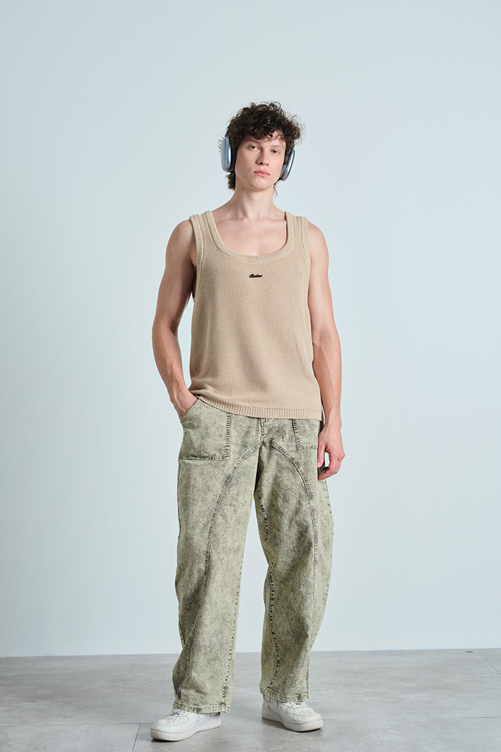 Beige Knit Tank - BonkersCorner