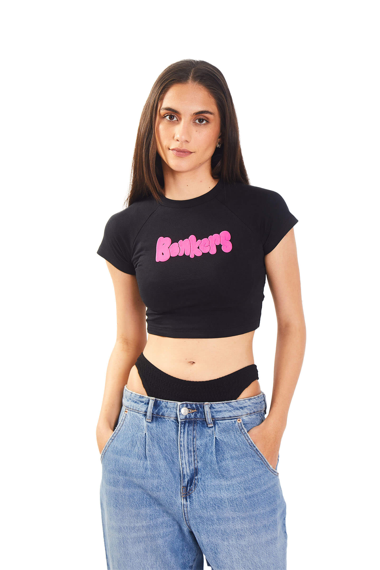 Black Puffed Signature Baby Tee - BonkersCorner