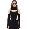 Black Ribbed Two Way Bodysuit - BonkersCorner
