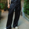 Black Satin Utility Pants - BonkersCorner