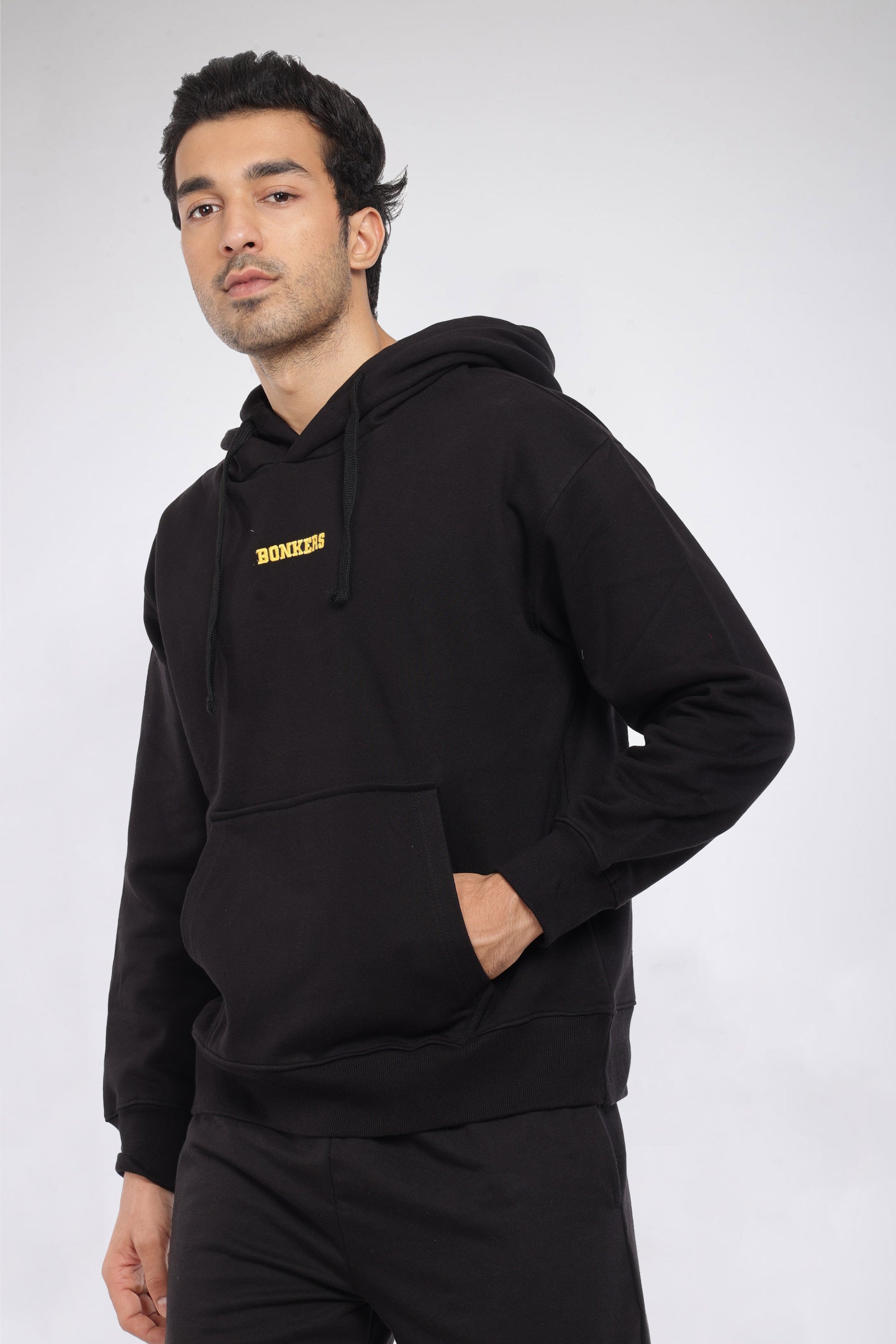 Black Signature Oversized Heavyweight Hoodie (Fleece) - BonkersCorner
