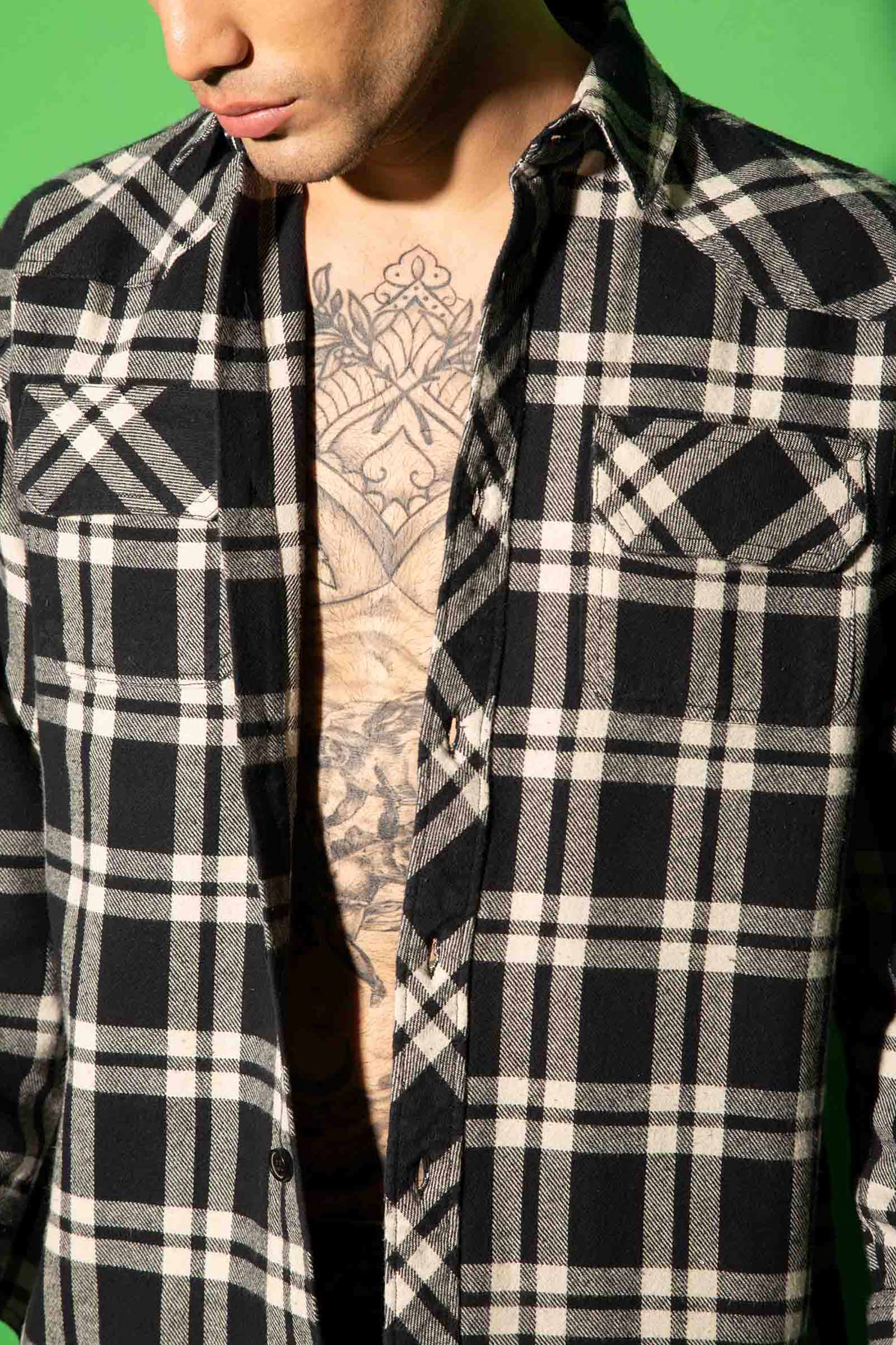 Black & White Checkered Plaid Oversized Shirt - BonkersCorner