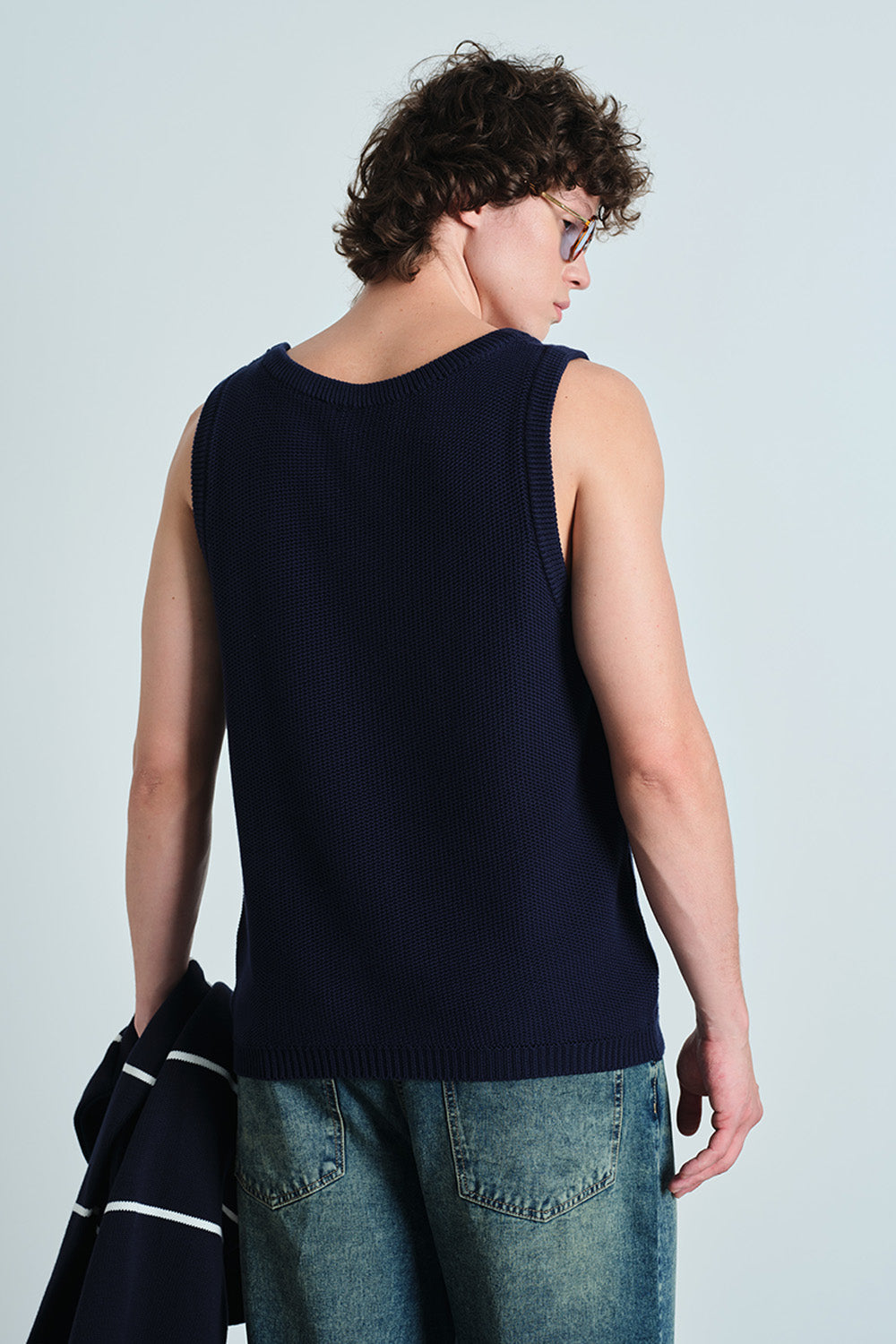 Navy Blue Knit Tank - BonkersCorner