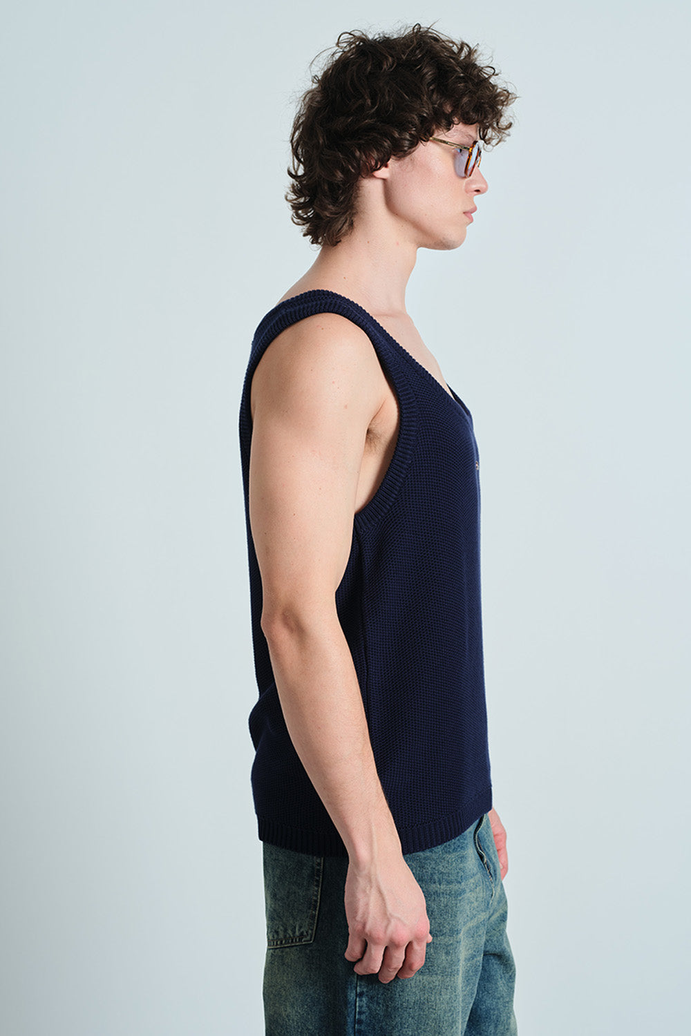 Navy Blue Knit Tank - BonkersCorner