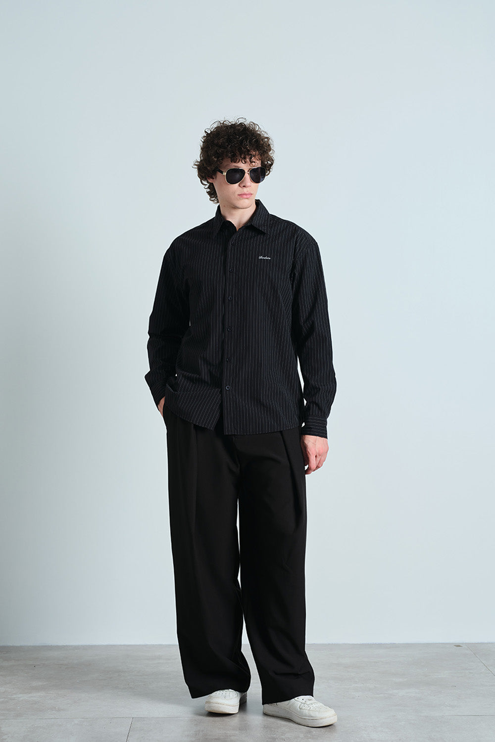Black Relaxed Stripe Shirt - BonkersCorner