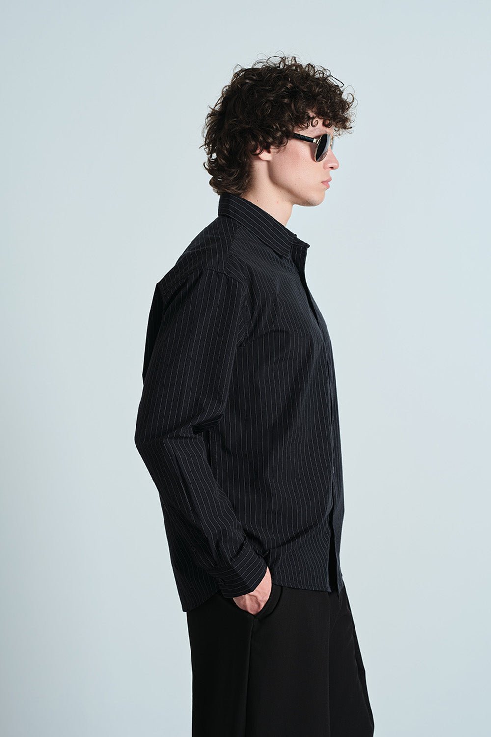 Black Relaxed Stripe Shirt - BonkersCorner