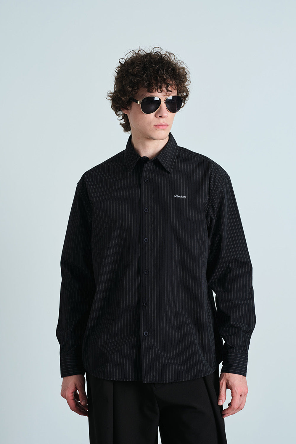 Black Relaxed Stripe Shirt - BonkersCorner