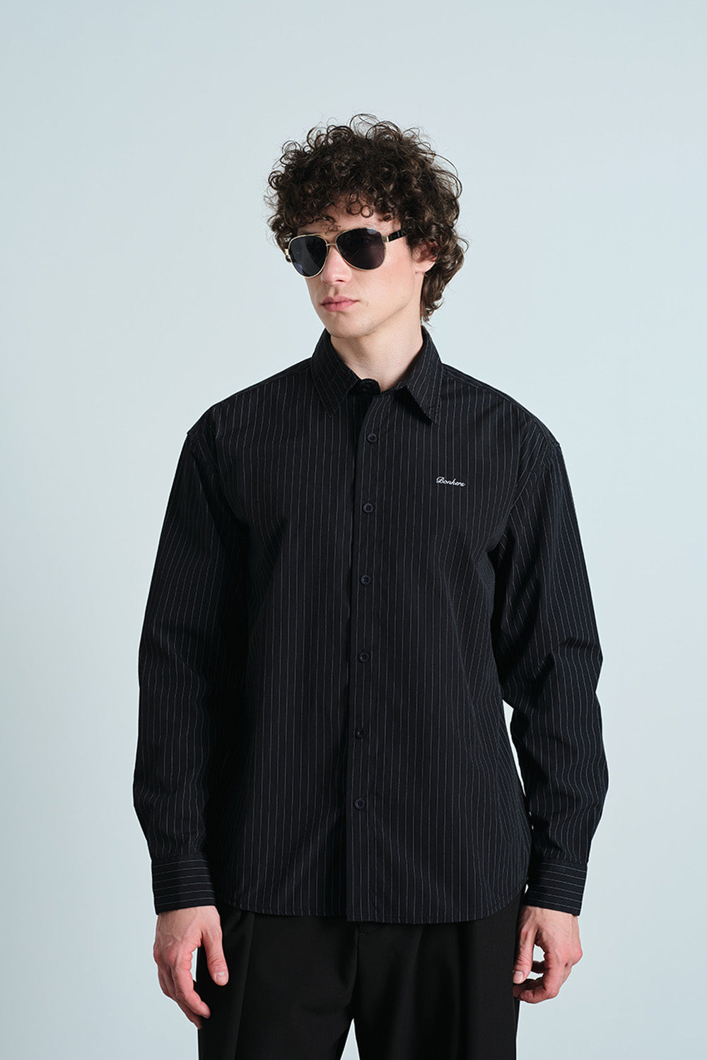 Black Relaxed Stripe Shirt - BonkersCorner