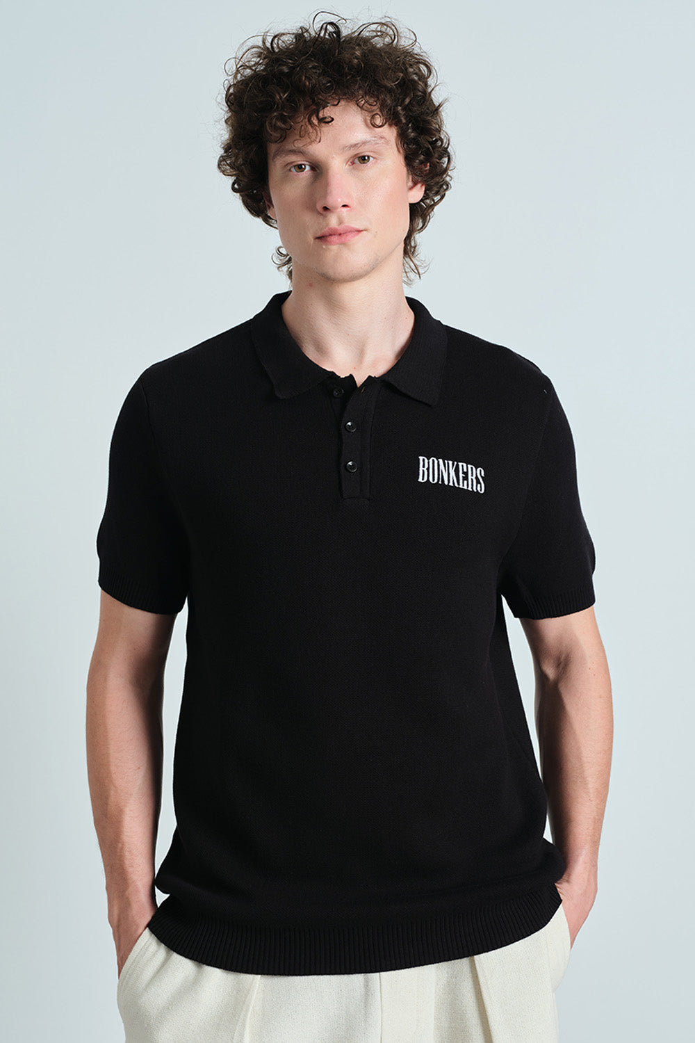 Black Signature Knit Polo - BonkersCorner