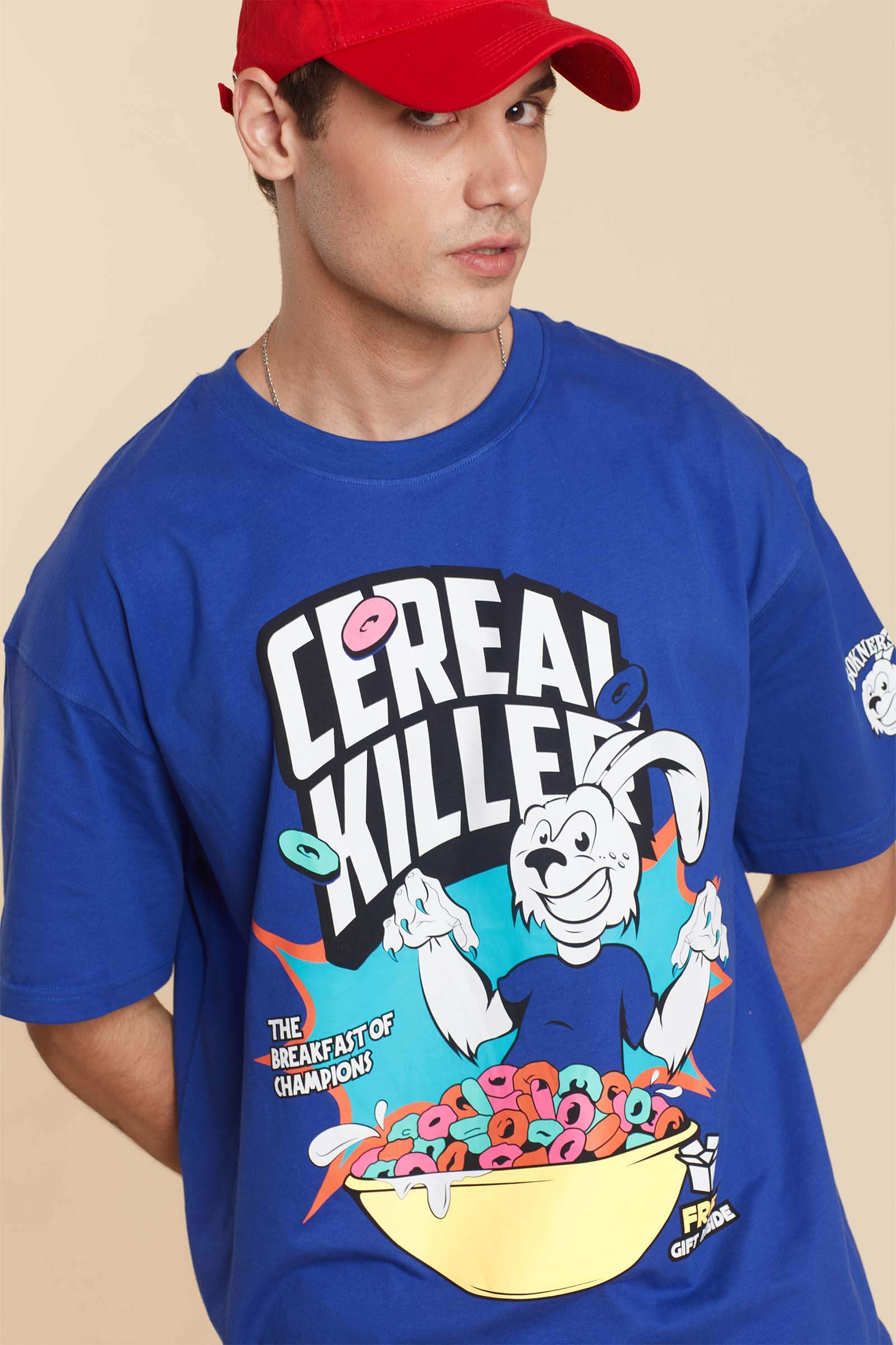 Blue Cereal Killer Oversized T-shirt - BonkersCorner
