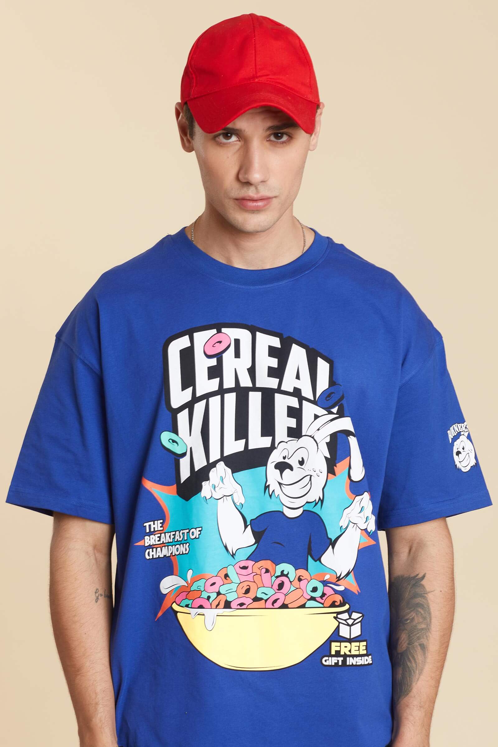 Blue Cereal Killer Oversized T-shirt - BonkersCorner