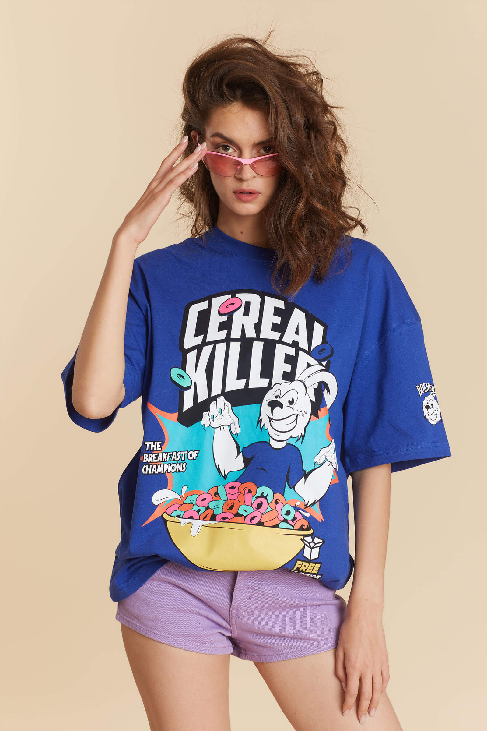 Blue Cereal Killer Oversized T-shirt - BonkersCorner