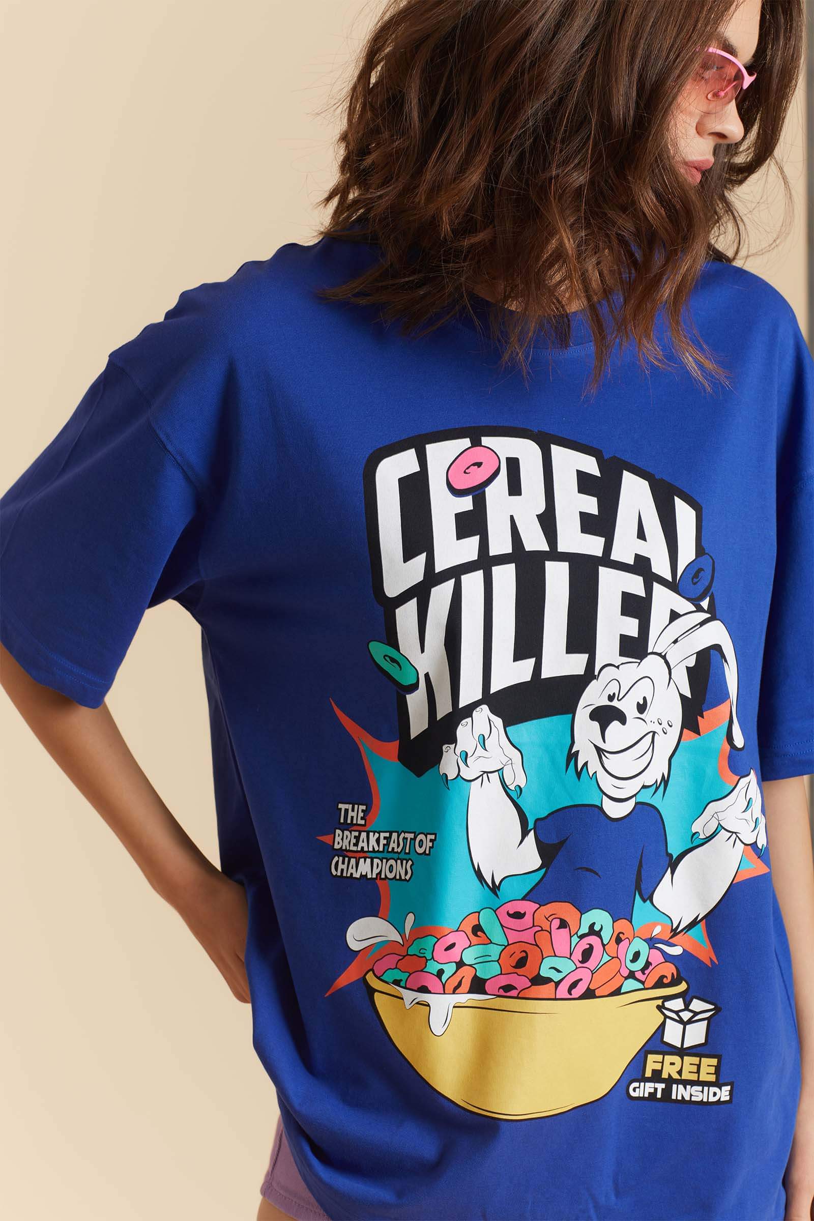 Blue Cereal Killer Oversized T-shirt - BonkersCorner