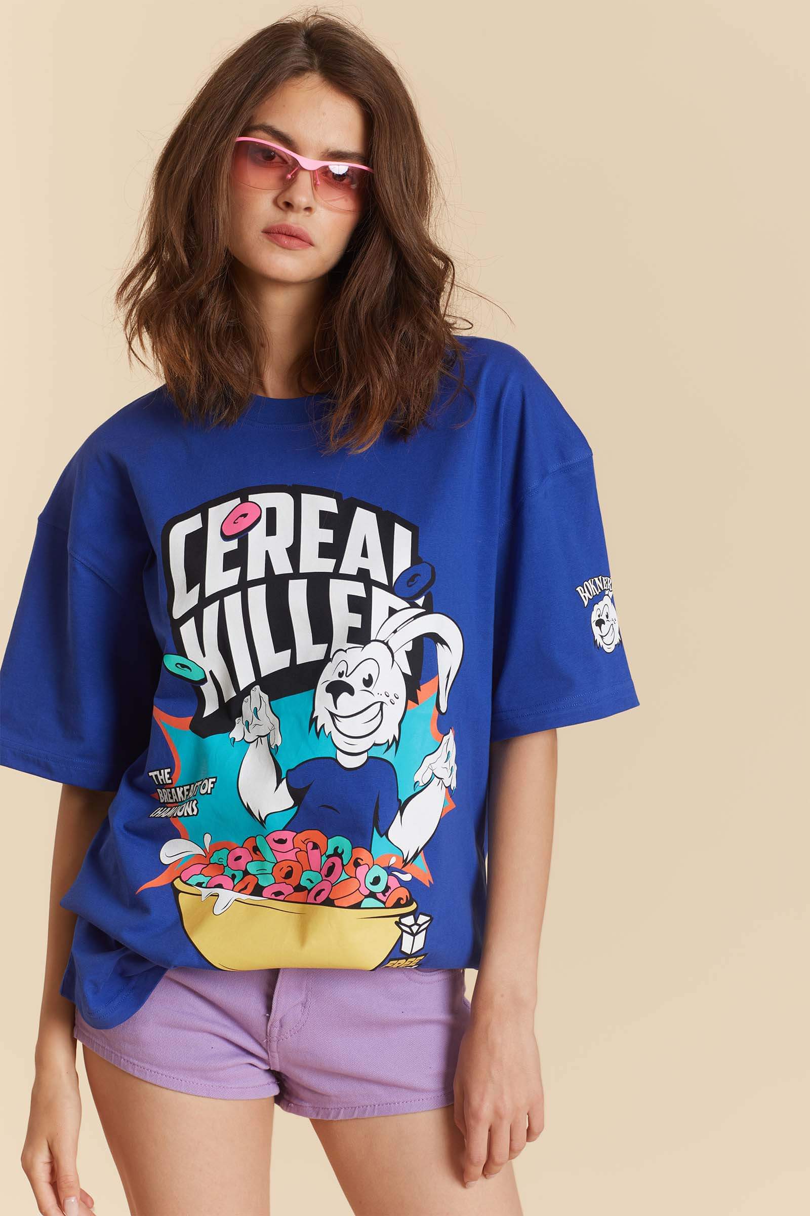 Blue Cereal Killer Oversized T-shirt - BonkersCorner